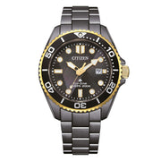 Citizen Diver's Eco Drive 200 mt Light in Black BN0264-53E - bracciale e cassa neri in acciaio - quadrante nero con datario